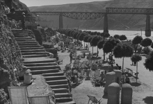 Krajobraz w Zaleszczykach z widokiem na plażę nad Dniestrem