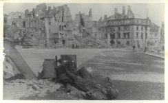 Plac Zamkowy z obaloną Kolumną Zygmunta, marzec 1946, fot. Andrzej Nitsch. Fotografia ze zbiorów Instytutu Strat Wojennych.