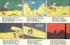 Powojenny komiks "Koziołek Matołek" przedstawiający m.in. powojenne stare miasto w Warszawie