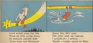 Przedwojenny komiks "Koziołek Matołek" przedstawiający m.in. panoramę na przedwojenną Warszawę